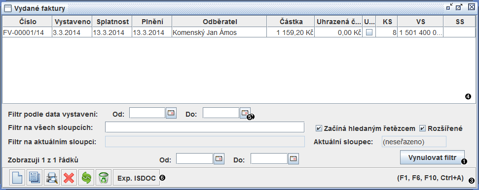 Přehled vydaných faktur