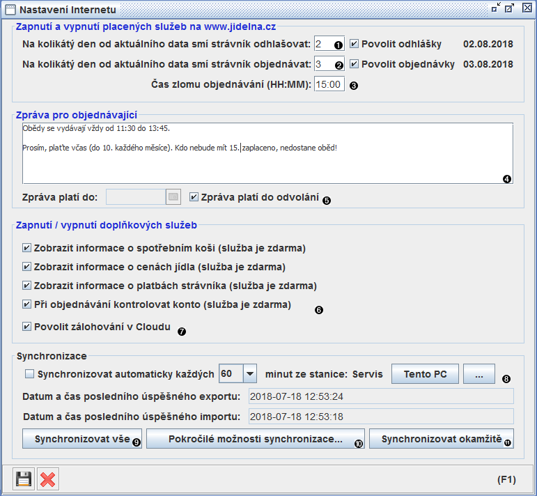 Okno Nastavení Internetu