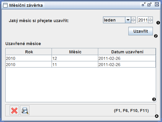 Okno Měsíční uzávěrka