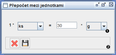 Okno přepočet mezi jednotkami
